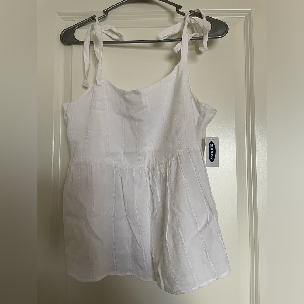 NWT old navy tie strap white linen tank top